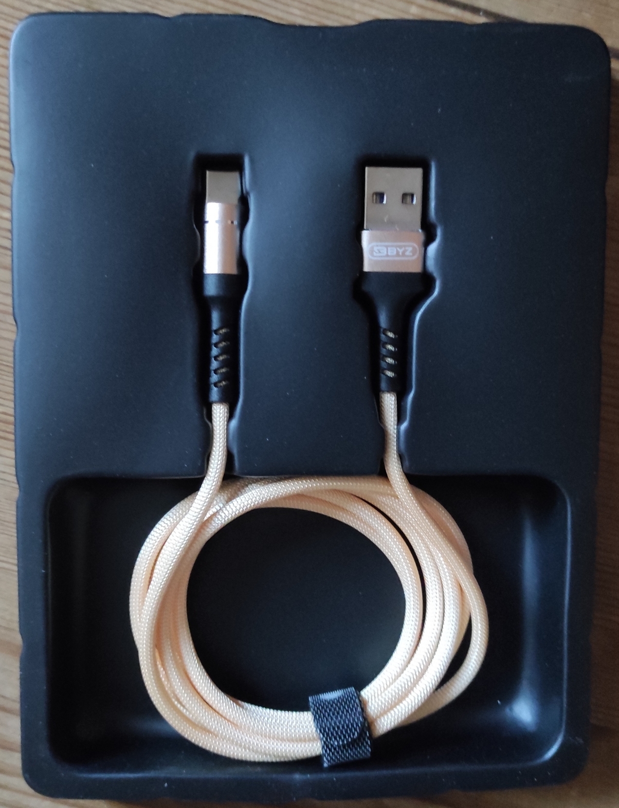Фотография покупателя товара Кабель BYZ BC-025, Type-C - USB, 5 А, 1.2 м, PD, нейлон, золотистый - Фото 2