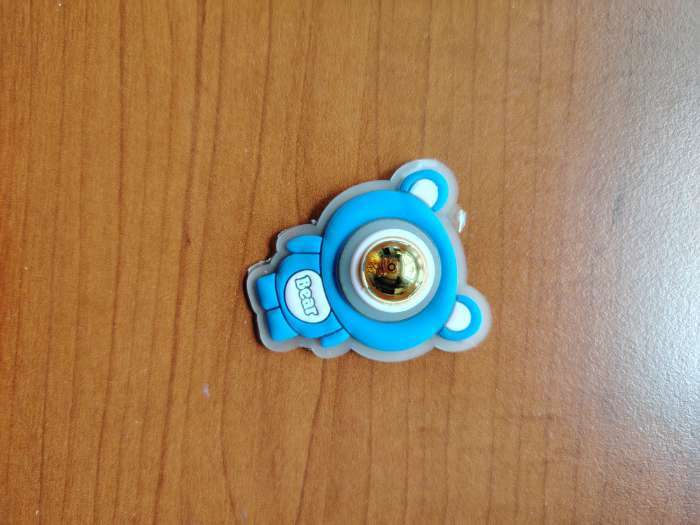 Фотография покупателя товара Нашивка силиконовая «Мишка», светящаяся, 5 × 4 см, цвет синий - Фото 1