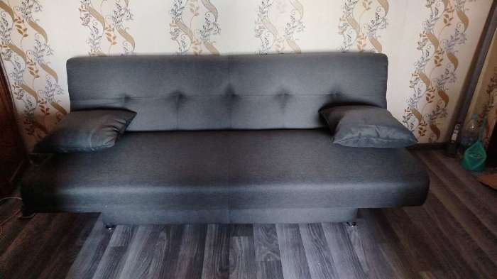 Фотография покупателя товара Диван прямой «Манго 2», спальное место 1100×1920 мм, обивка ткань, цвет савана нео графит - Фото 1