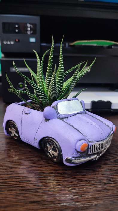 Фотография покупателя товара Декоративный горшок для цветов «Машинка», 200 мл, 14.4×9×6 см, керамический, красный - Фото 2