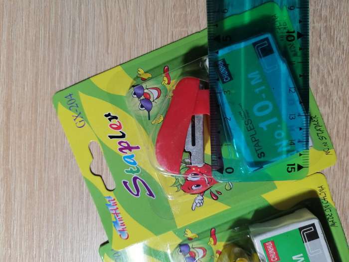 Фотография покупателя товара Мини - степлер канцелярский №10, Calligrata, до 7 листов, скобы в комплекте, в блистере, МИКС - Фото 1