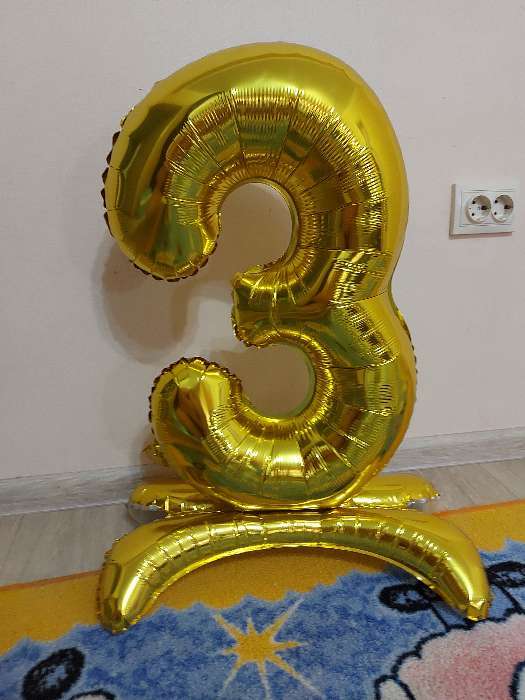 Фотография покупателя товара Шар фольгированный 32" «5», на подставке, цвет золото - Фото 12