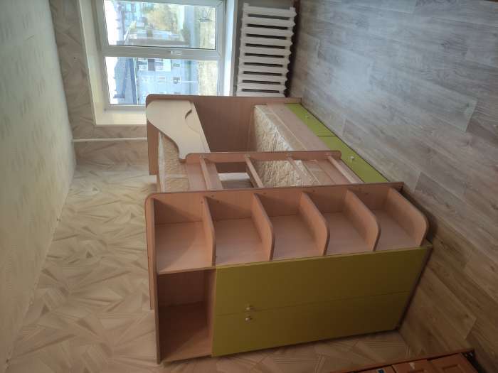 Фотография покупателя товара Кровать 2-х ярусная 800х1900 с ящиками и шкафом, ясень шимо - Фото 6