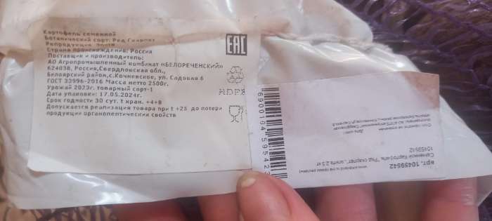 Фотография покупателя товара Семенной Картофель "Легенда", элита, 2,5 кг - Фото 4