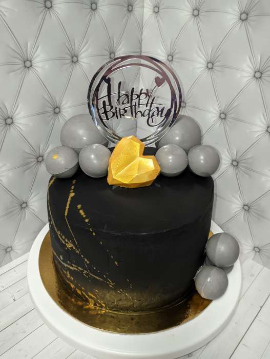 Фотография покупателя товара Топпер для торта «С днём рождения», золотой - Фото 3