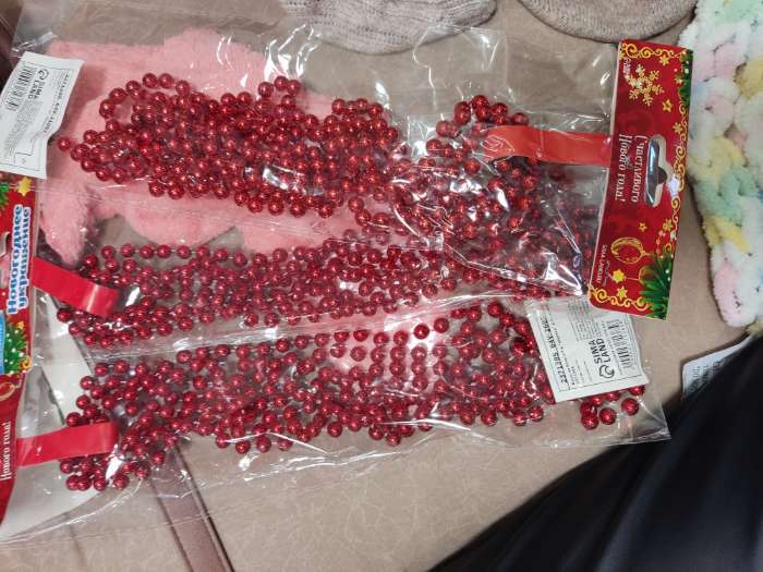 Фотография покупателя товара Бусы на ёлку «Шар», длина 2.7 м, d=7 мм, красные - Фото 6