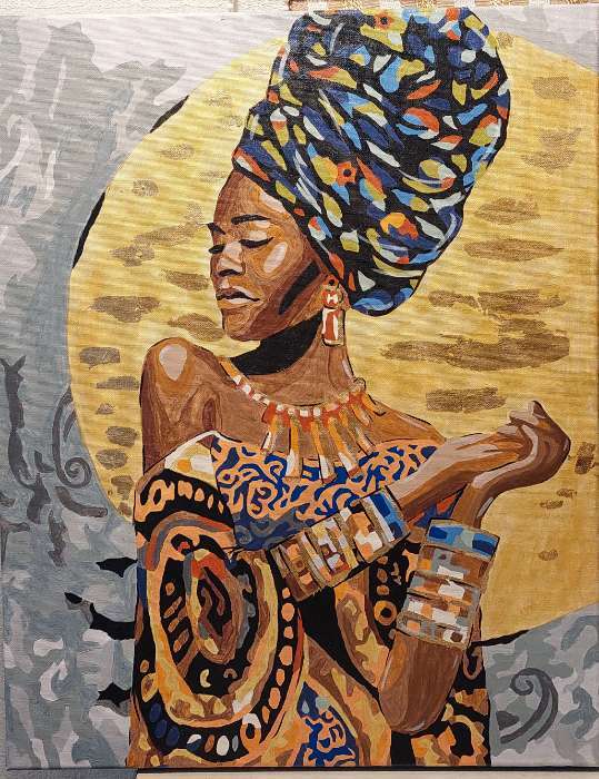 Фотография покупателя товара Картина по номерам «Африканская девушка», 21 цвет, с поталью, 40×50 см - Фото 1