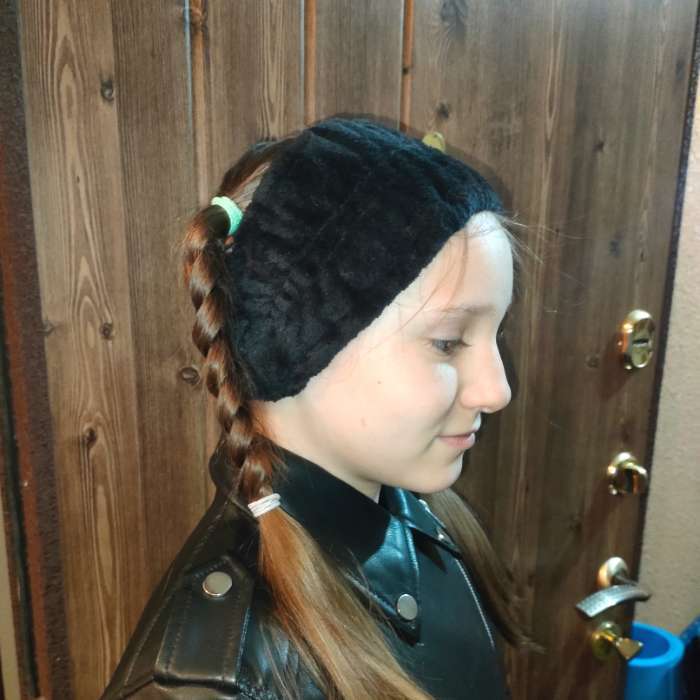 Фотография покупателя товара Повязка на голову Этель, цвет чёрный, 100% п/э - Фото 2
