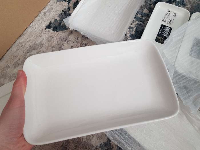 Фотография покупателя товара Блюдо фарфоровое прямоугольное Доляна White Label, 24,5×15,5 см, цвет белый
