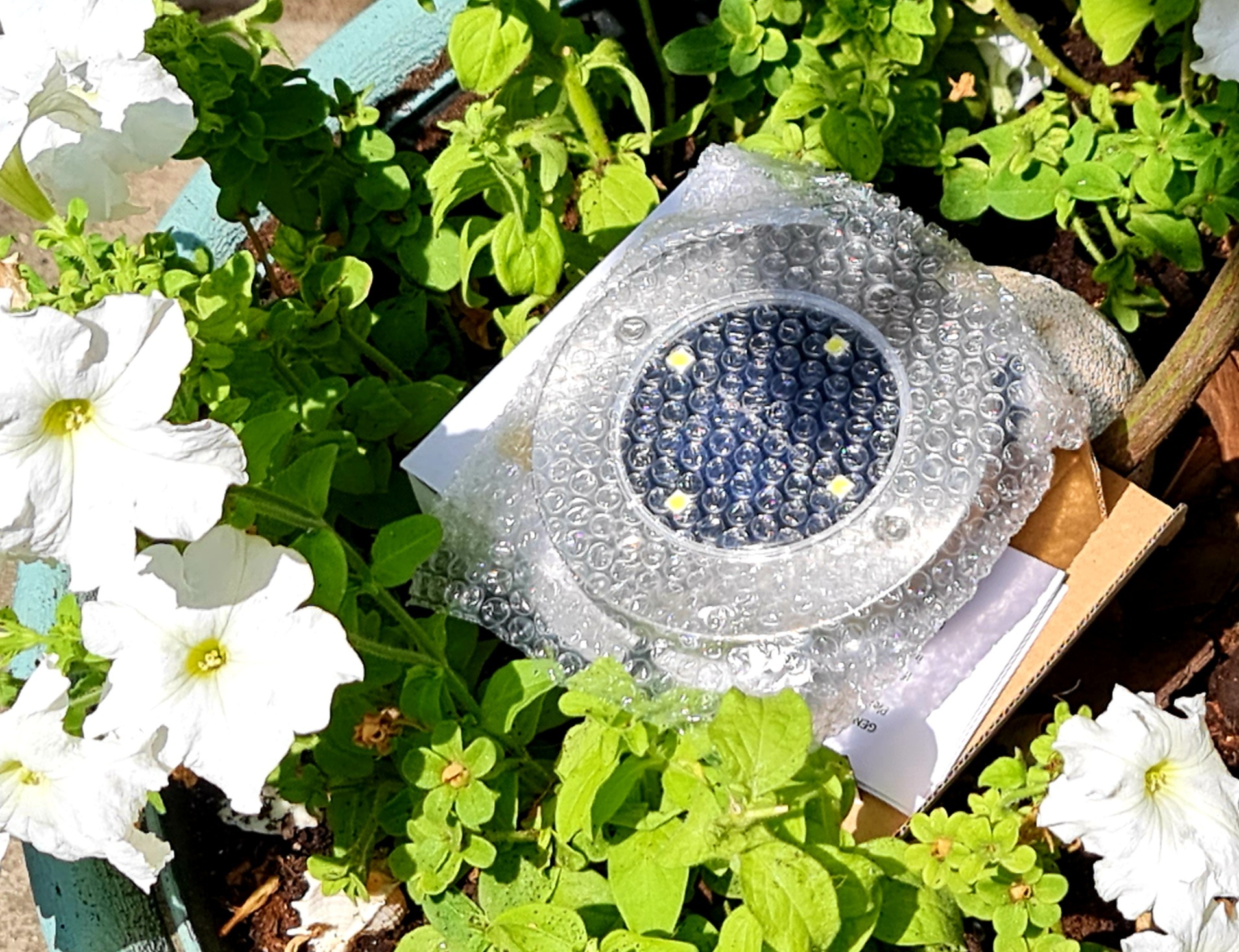 Фотография покупателя товара Садовый светильник на солнечной батарее, 11.5 × 13 × 11.5 см, 4 LED, свечение белое - Фото 3