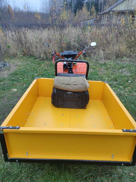 Фотография покупателя товара Прицеп для мотоблока DENZEL TT-500 59950, оцинкованный, грузоподъемность 500 кг, рег. сцепка, колеса 4-10 - Фото 1