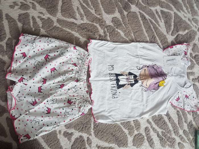 Фотография покупателя товара Пижама для девочки, цвет розовый/молочный, рост 110-116 см