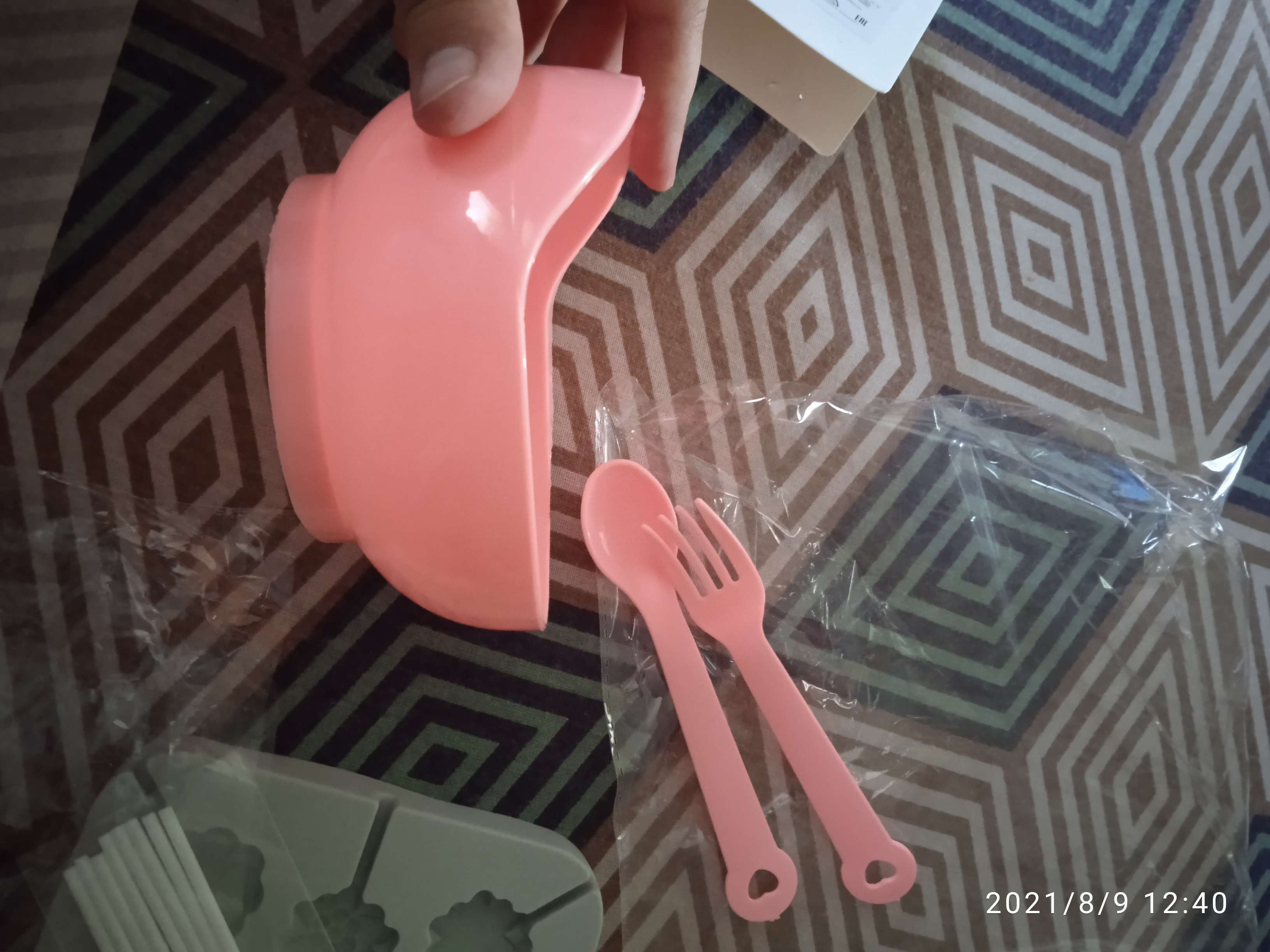 Фотография покупателя товара Набор детской посуды, 3 предмета: миска 250 мл, ложка, вилка, от 5 мес., цвета МИКС - Фото 2