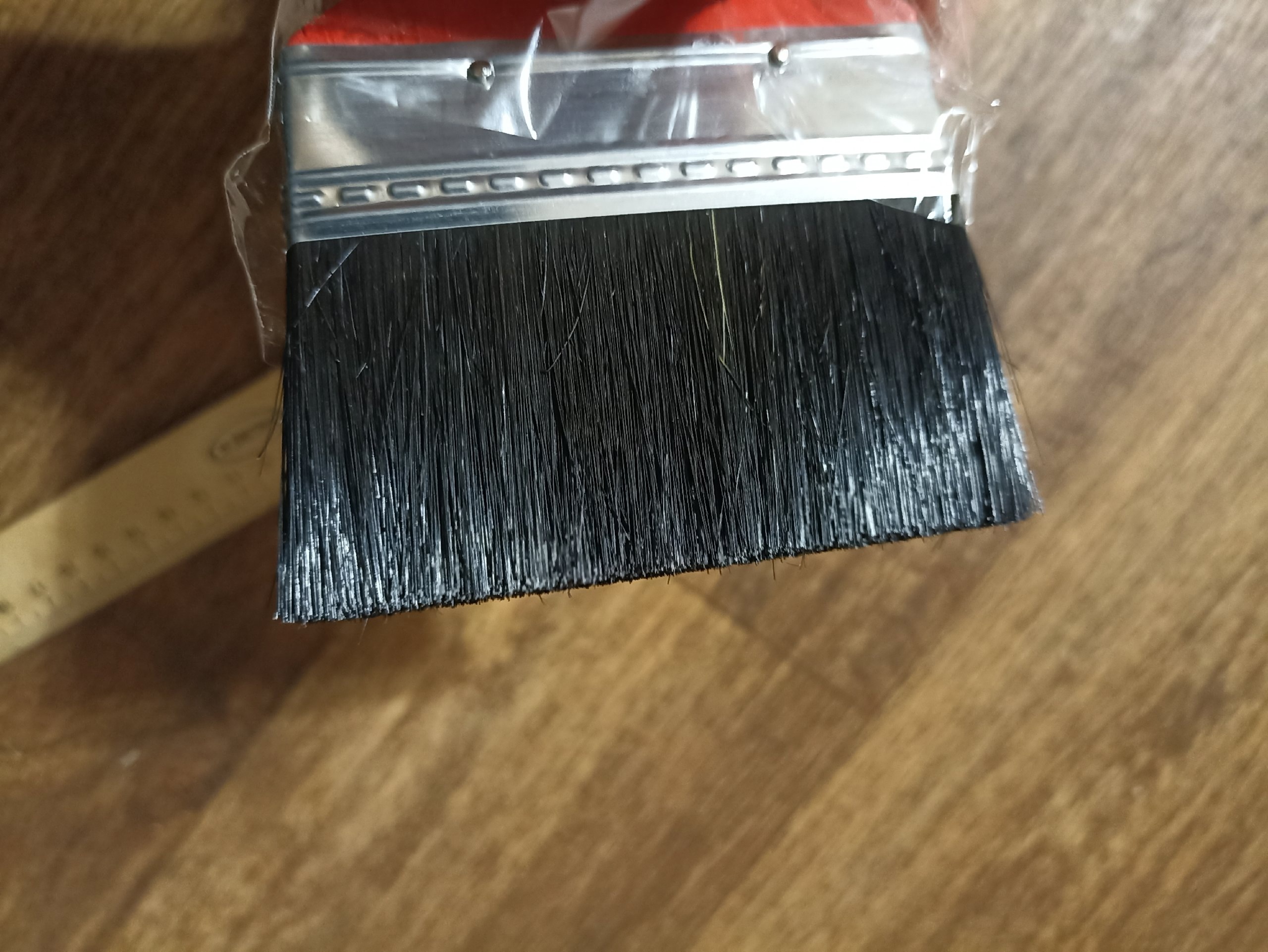 Фотография покупателя товара Кисть плоская ЛОМ, смешанная щетина, деревянная рукоятка, 4", 100 мм