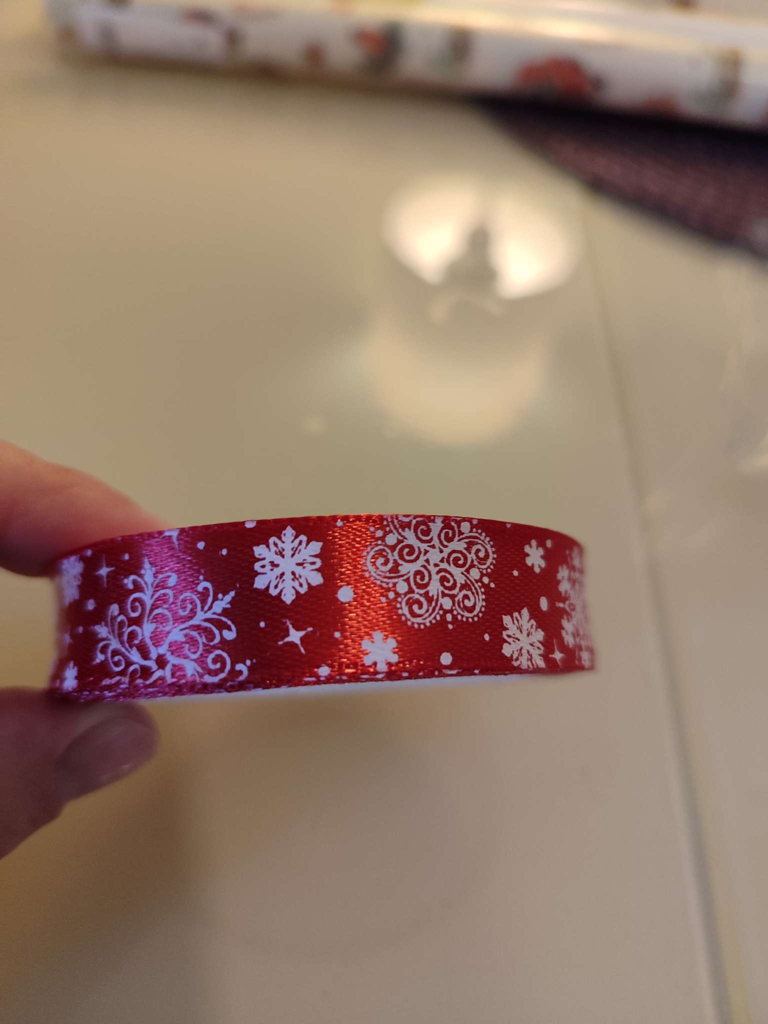 Фотография покупателя товара Лента атласная декоративная «Волшебные снежинки», 1.5 см × 5 м - Фото 7