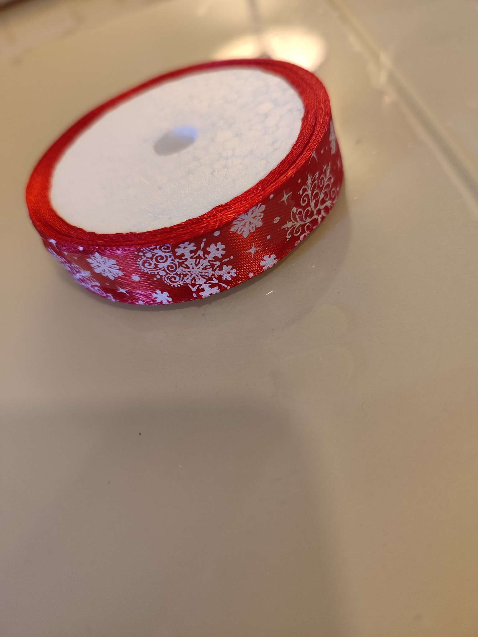 Фотография покупателя товара Лента атласная декоративная «Волшебные снежинки», 1.5 см × 5 м - Фото 6