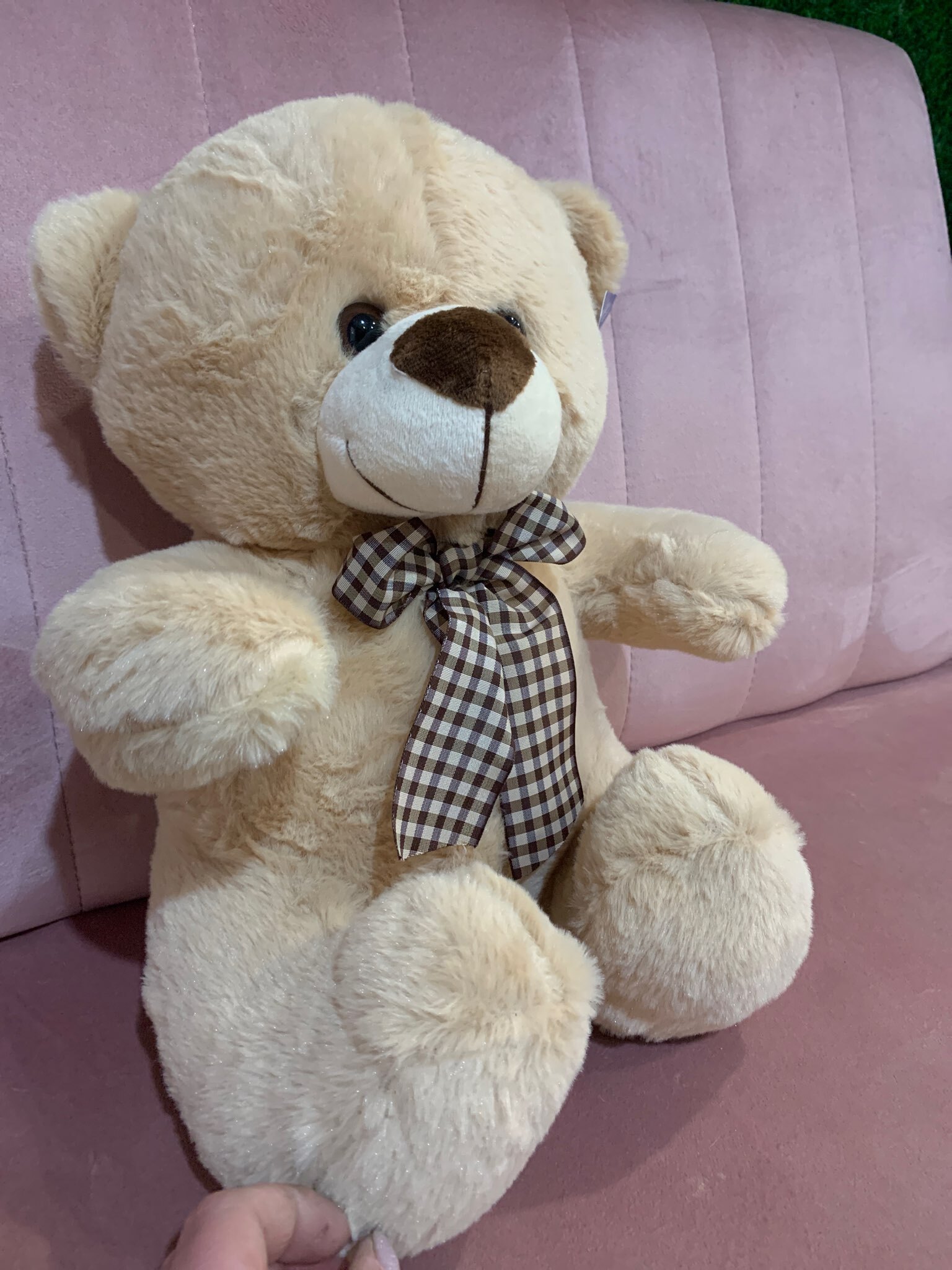 Фотография покупателя товара Мягкая игрушка «Медведь», с бантом, 30 см, цвет бежевый - Фото 2