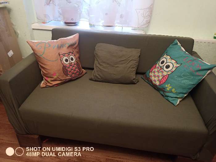 Фотография покупателя товара Чехол для мягкой мебели Collorista,2-х местный диван,наволочка 40*40 см в ПОДАРОК,оливковый 248098 - Фото 2