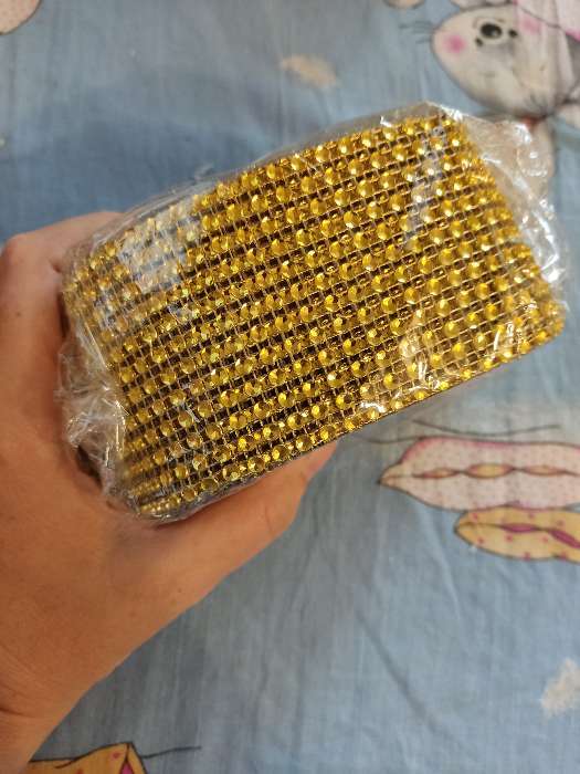 Фотография покупателя товара Лента с имитацией страз, 4 см, 9 ± 1 м, цвет золотой - Фото 3