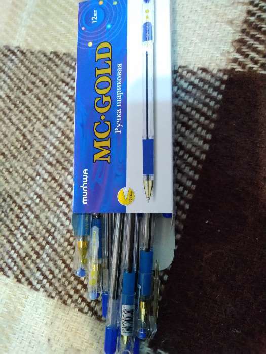Фотография покупателя товара Ручка шариковая MunHwa MC Gold, узел 0.5 мм, чернила синие, штрихкод на ручке - Фото 1