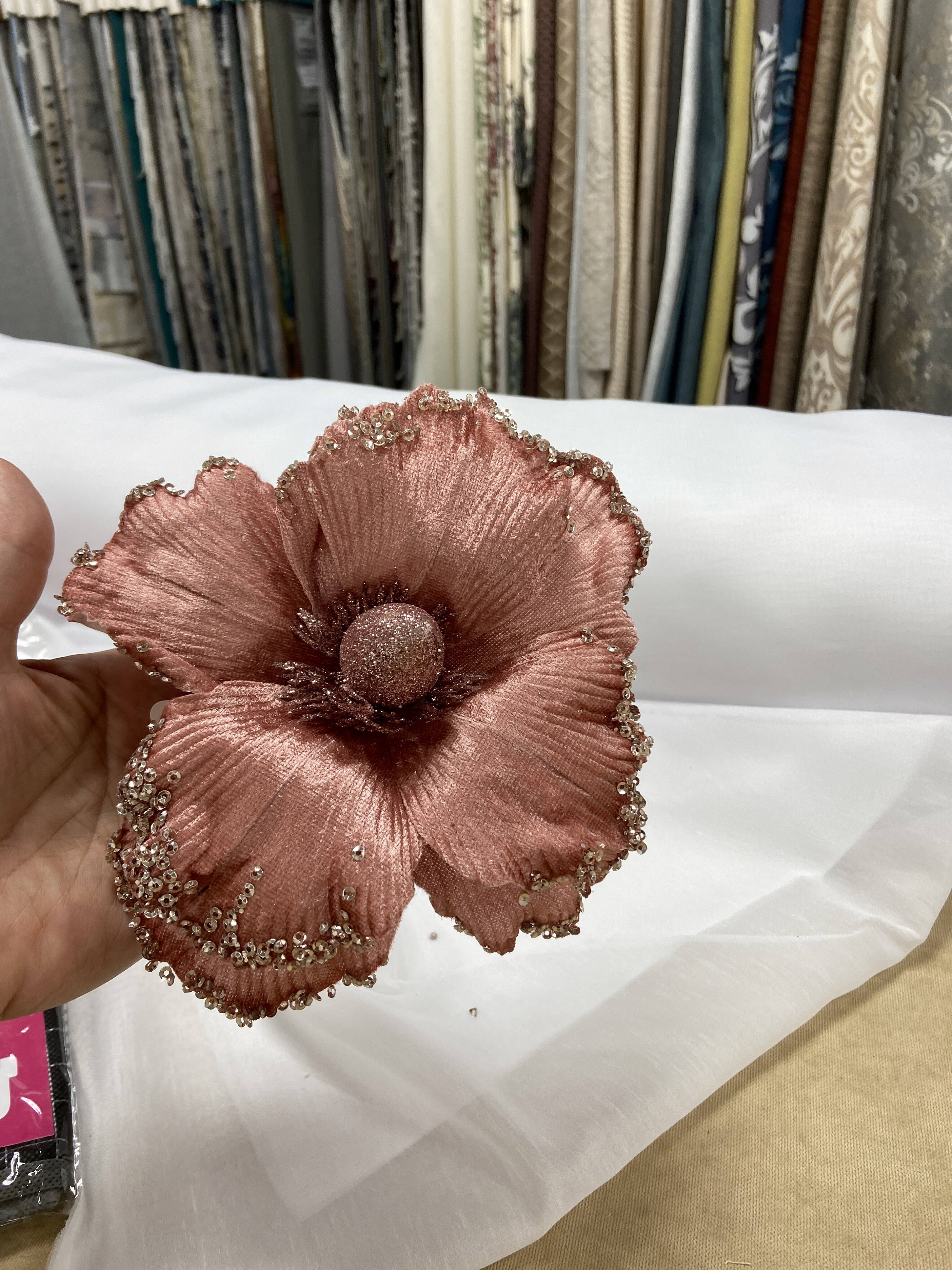 Фотография покупателя товара Декор «Зимний цветок», края блеск, 18×20 см, синий - Фото 2