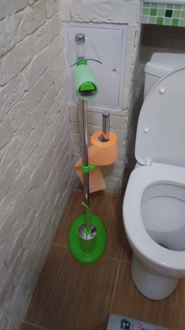 Фотография покупателя товара Стойка с ершом и держателем для туалетной бумаги Alba, цвет зелёный