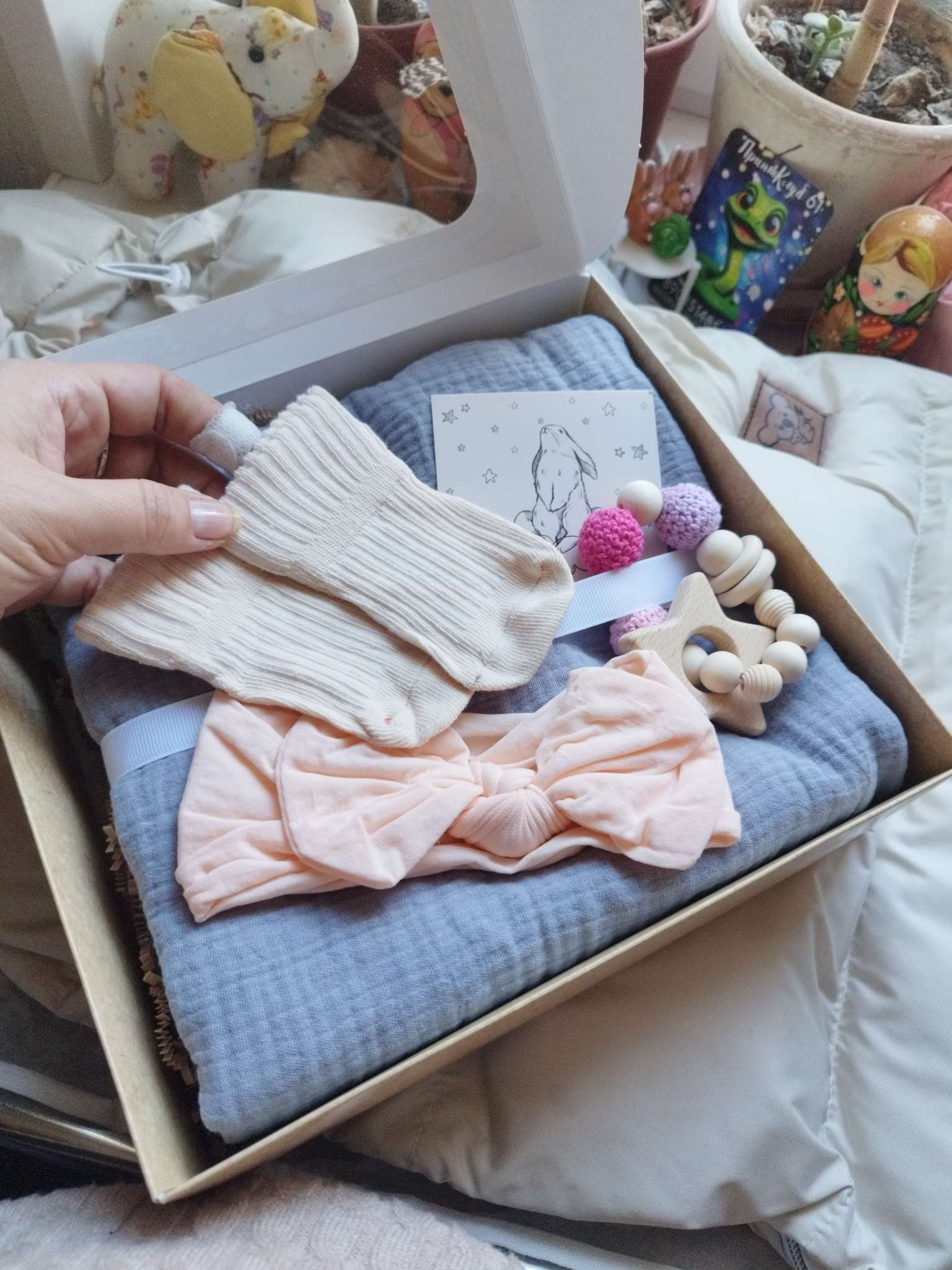 Фотография покупателя товара Подарочный набор Крошка Я "My favorite little bunny", пелёнка 100х130 см и аксессуары - Фото 1