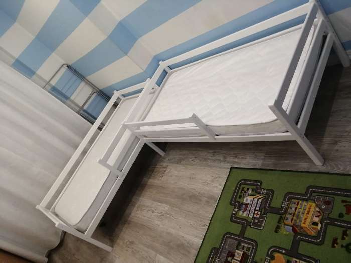 Фотография покупателя товара Кровать Сева, спальное место 1600х800, Белый/Массив Берёзы