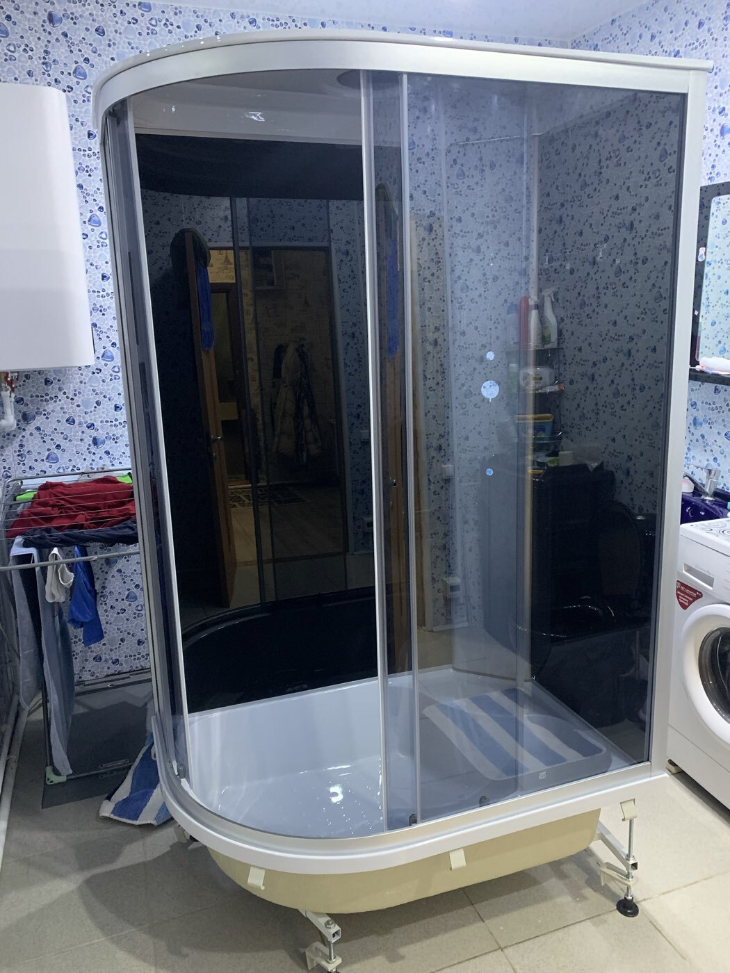 Фотография покупателя товара Душевая кабина Comforty 302R, серое стекло, задняя чёрная стеклянная панель, 120х80х215 см - Фото 4