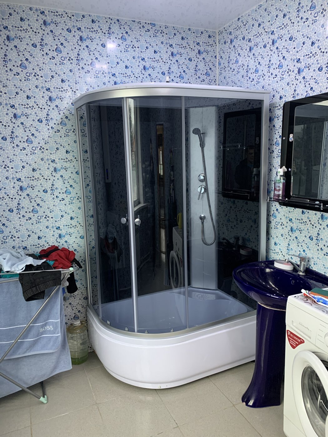 Фотография покупателя товара Душевая кабина Comforty 302R, серое стекло, задняя чёрная стеклянная панель, 120х80х215 см - Фото 8