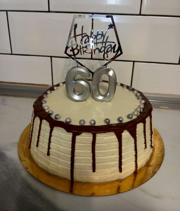 Фотография покупателя товара Топпер для торта «С днём рождения», акрил, чёрный - Фото 2