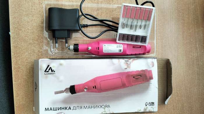 Фотография покупателя товара Аппарат для маникюра Luazon LMH-01, 6 насадок, 5 Вт, 3000-15000 об/мин, розовый - Фото 1