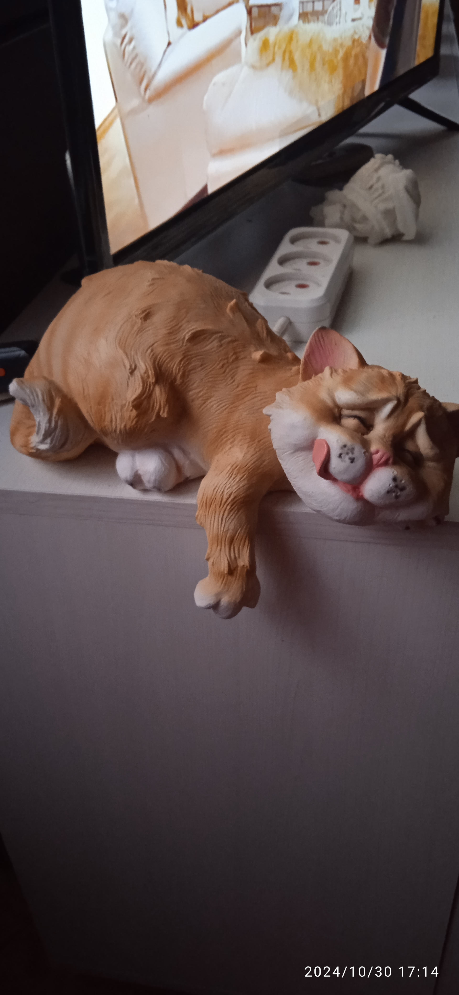 Фотография покупателя товара Садовая фигура из гипса «Спящий Кот», 15×23×13 см - Фото 1