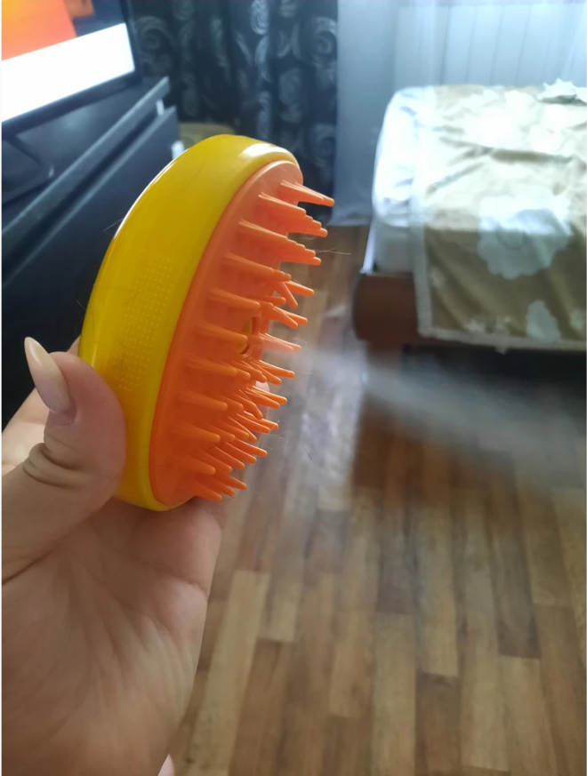 Фотография покупателя товара Паровая щетка для шерсти животных, желтая - Фото 2