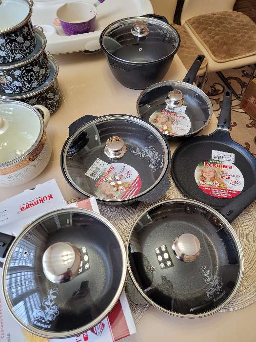 Фотография покупателя товара Набор кухонной посуды «Традиция №1», антипригарное покрытие, крышка, цвет чёрный