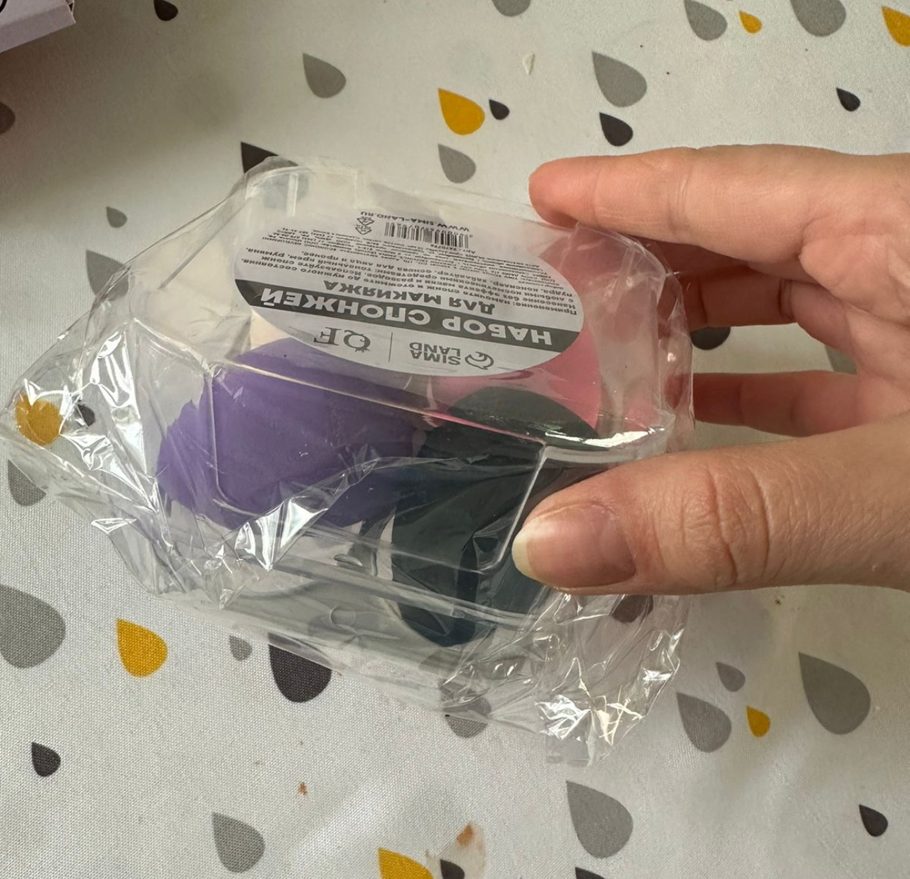 Фотография покупателя товара Спонжи для макияжа, набор - 4 шт., увеличиваются при намокании, розовые - Фото 3