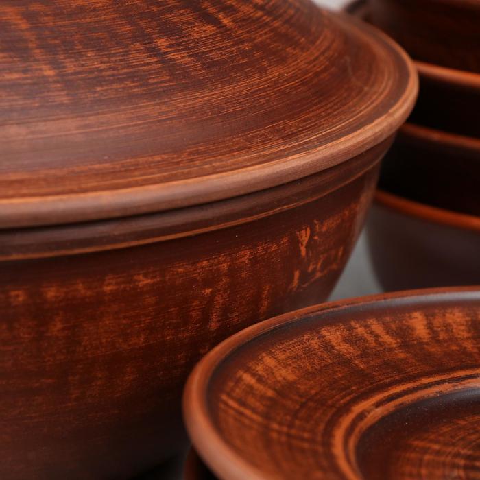 Фотография покупателя товара Набор посуды из красной глины "Эко", 9 предметов: сковорода 3,5 л, глубокие тарелки 0.8 л, плоские тарелки 20 см - Фото 17