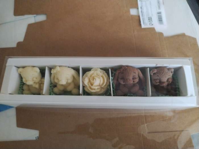 Фотография покупателя товара Коробка для 5 конфет с окном, с тонкими разделителями, белый 21×5.5×3.3 см - Фото 9