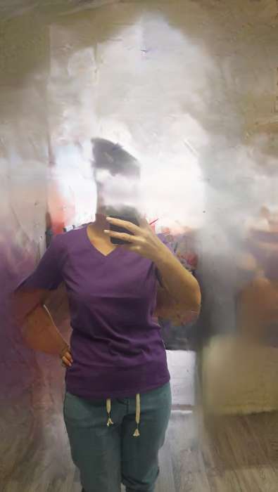 Фотография покупателя товара Футболка с V-образным вырезом женская, зелёная, размер 44 - Фото 1