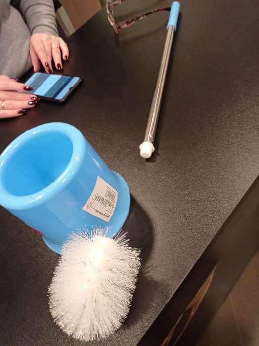 Фотография покупателя товара Ёршик для унитаза с подставкой, 13×53 см, цвет МИКС - Фото 3