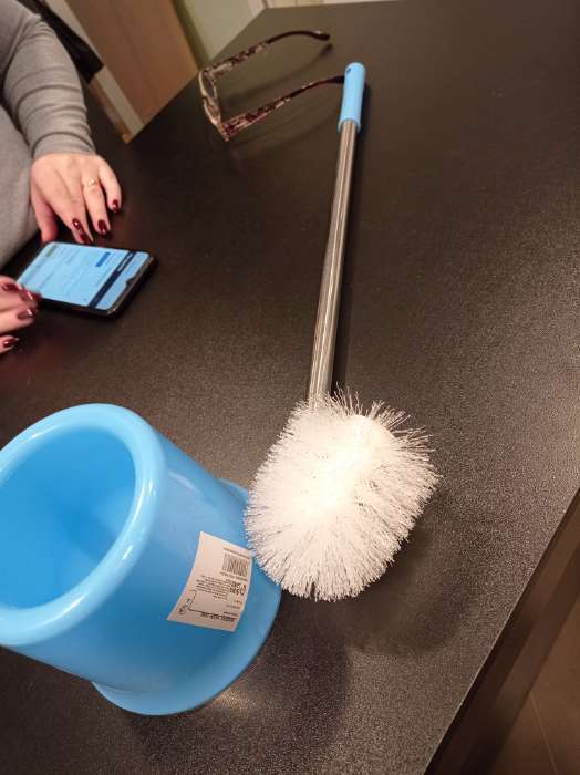 Фотография покупателя товара Ёршик для унитаза с подставкой, 13×53 см, цвет МИКС - Фото 2