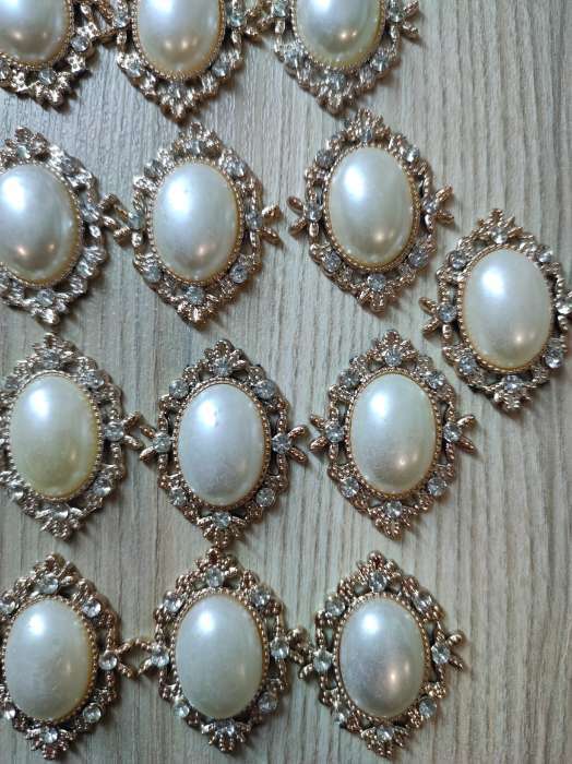 Фотография покупателя товара Декор для творчества пластик, стразы "Жемчужный овал в цветах" набор 10 шт 2,3х3,2 см - Фото 5