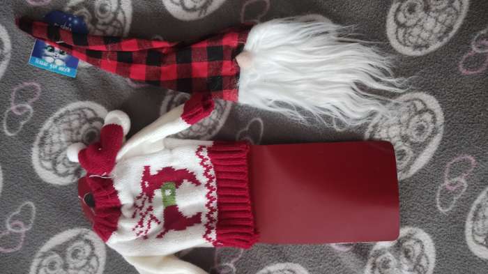 Фотография покупателя товара Новогодний чехол на бутылку «Гном», в клетку, 45 см - Фото 5