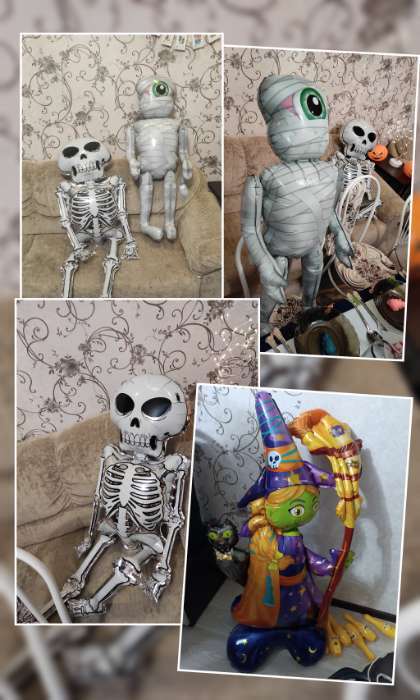 Фотография покупателя товара Шар воздушный фольгированный 60" «Скелет» - Фото 2