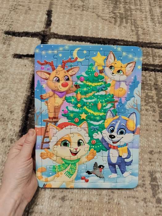 Фотография покупателя товара Пазл «Новогодние зверята», 54 детали - Фото 2