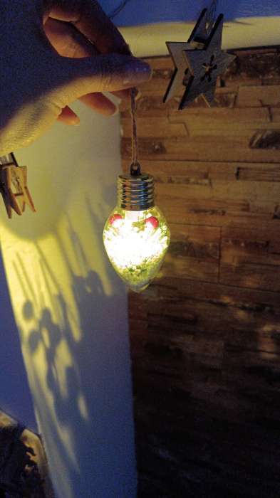 Фотография покупателя товара Ёлочный шар «Снежная хвоя», d=6 см, 1 LED, от батареек LR44×3, свечение тёплое белое - Фото 1