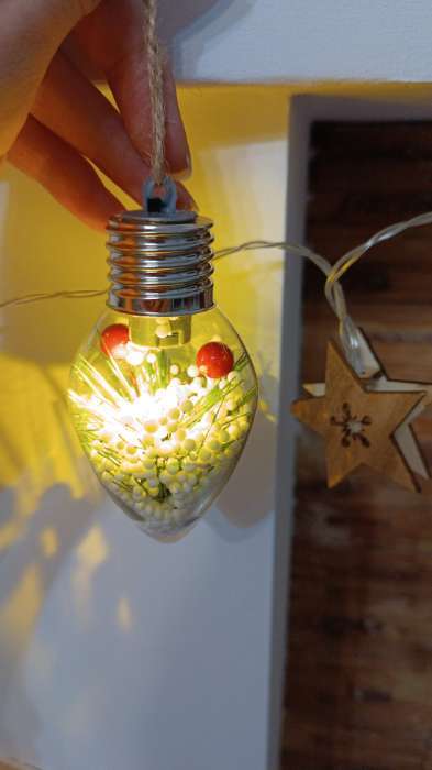 Фотография покупателя товара Ёлочный шар «Снежная хвоя», d=6 см, 1 LED, от батареек LR44×3, свечение тёплое белое - Фото 4