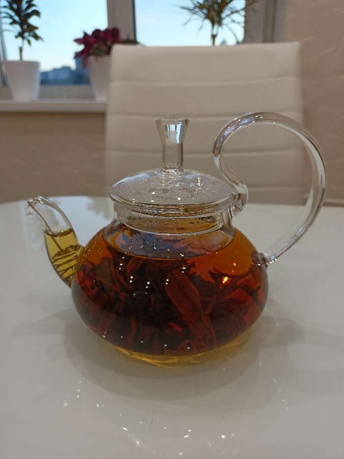 Фотография покупателя товара Чайник стеклянный заварочный с металлическим ситом Доляна «Элегия», 600 мл, 19×13×12,5 см - Фото 1
