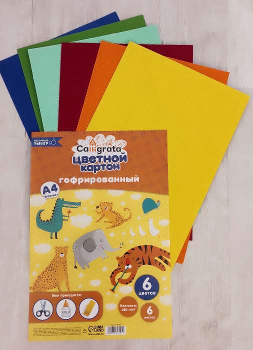 Фотография покупателя товара Картон цветной гофрированный Calligrata, А4, 6 листов, 6 цветов - Фото 5