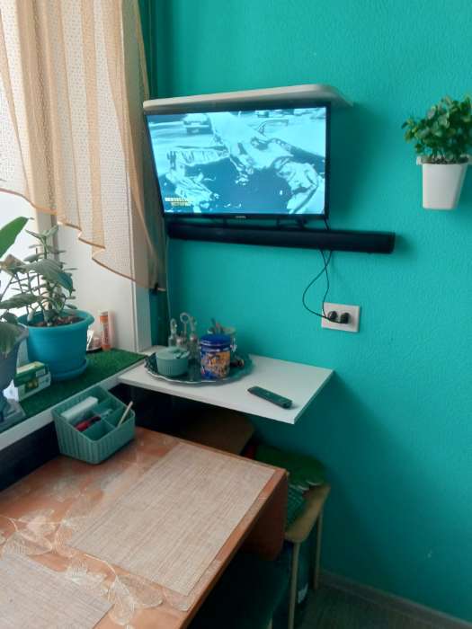 Фотография покупателя товара Кронштейн складной для столов и полок ТУНДРА, 2 шт., длина 350 мм, сталь, белый - Фото 3